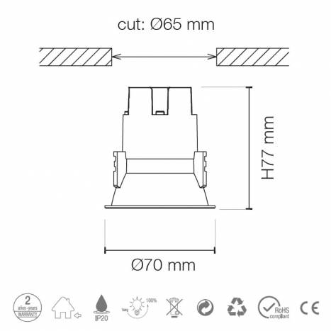 Foco empotrable Zenit S LED 5w info - Maslighting