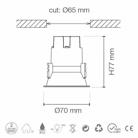 Foco empotrable Zenit S LED 5w info - Maslighting