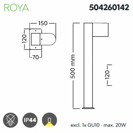 TRIO Roya 50cm GU10 IP44 anthracite beacon lamp info
