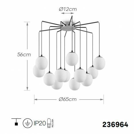 Lámpara de techo Rhapsody LED 12L G9 vidrio info - Ideal Lux