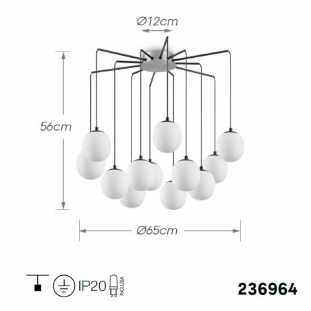 Lámpara de techo Rhapsody LED 12L G9 vidrio info - Ideal Lux