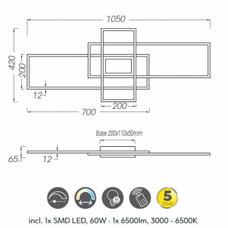 TRIO Irvine 60w dimmable + remote control ceiling lamp info