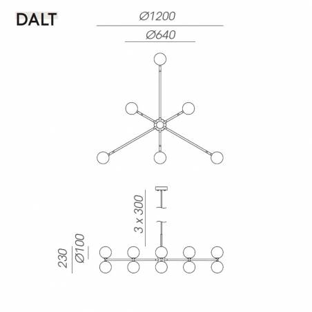 Lámpara colgante Dalt 6L mármol info - Aromas