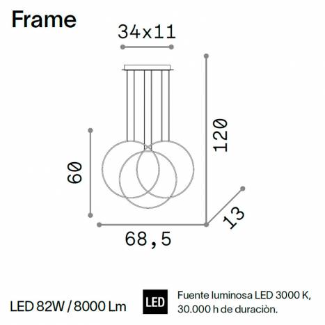 IDEAL LUX Frame LED pendant lamp rounded info