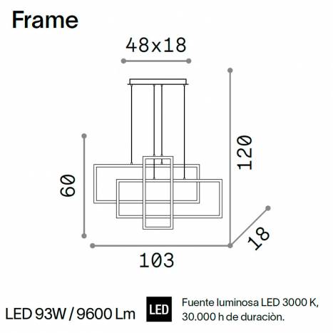 Lámpara colgante Frame LED rectangular info - Ideal Lux