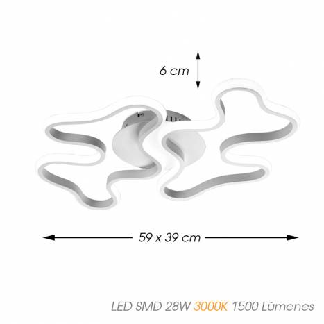 Plafón/Aplique Marea LED 28w blanco info - Shuller