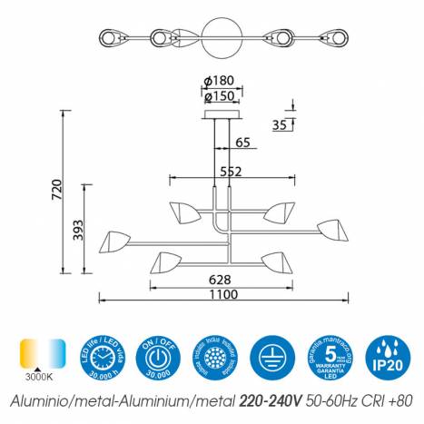 MANTRA Capuccina LED 45w black pendant lamp info