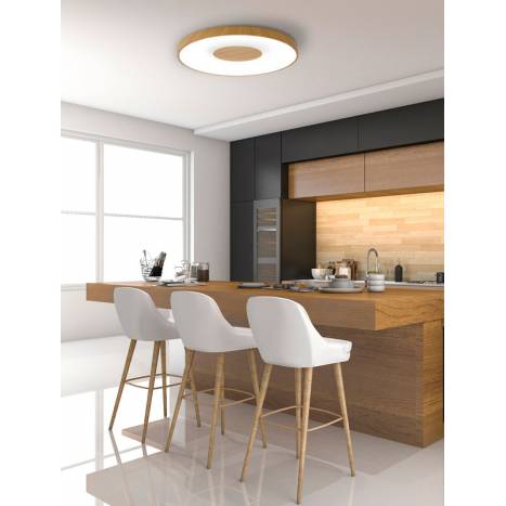 Plafón de techo Coin LED 100w regulable madera ambiente - Mantra