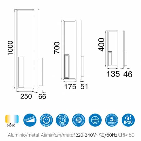 Aplique de pared Boutique LED rectangular info - Mantra