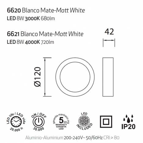MANTRA Saona LED 8w rounded surface downlight info