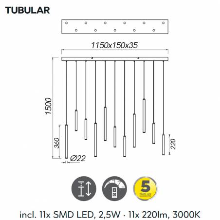 Lámpara colgante Tubular LED 28w lineal info - Trio