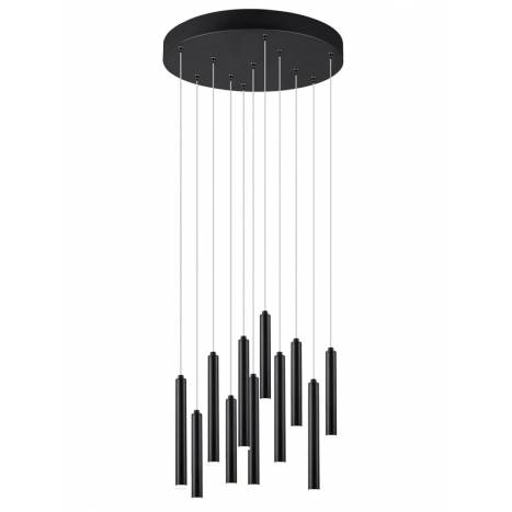 TRIO Tubular LED 28w circular black pendant lamp