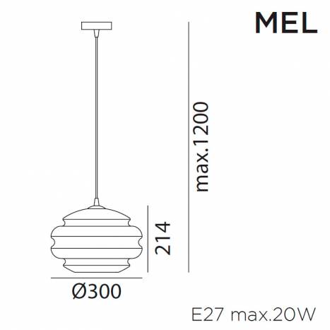Lámpara colgante Mel 30cm E27 cristal info - MDC