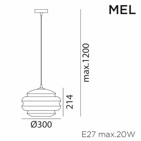 Lámpara colgante Mel 30cm E27 cristal info - MDC