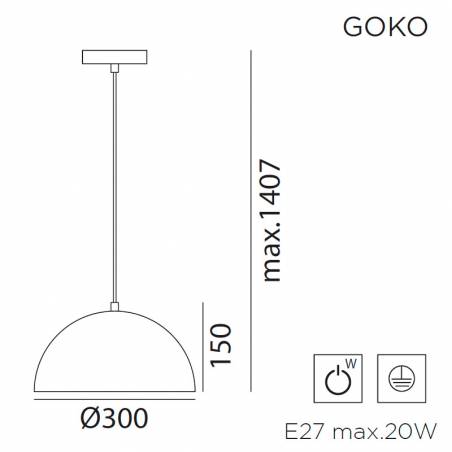 Lámpara colgante Goko 1L E27 aluminio info - MDC