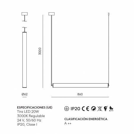 Lámpara colgante Tube LED 20w - Aromas