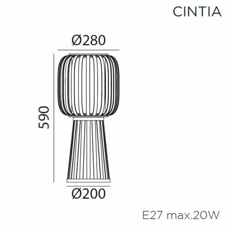 Lámpara de pie Cintia 60cm E27 bambú natural info - MDC