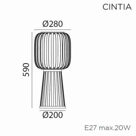 Lámpara de pie Cintia 60cm E27 bambú natural info - MDC