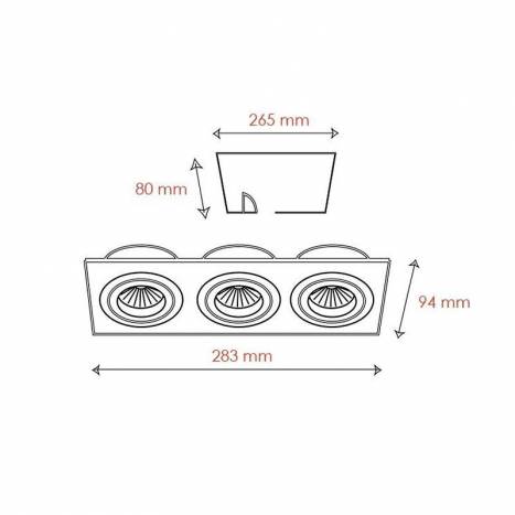 Foco empotrable Mini Catli 3 luces aluminio de Bpm