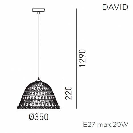 Lámpara colgante David E27 bambú natural info MDC