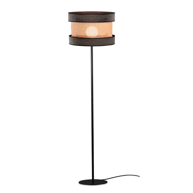 Ilusoria Nate 1l E27 Rattan Floor Lamp, Modern Black Floor Lamp Facil