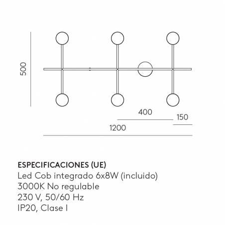 Lámpara colgante Nera Six Led 48w info - Aromas