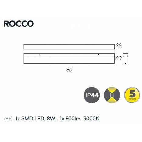 TRIO Rocco LED IP44 wall lamp info