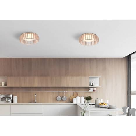 TRIO Monte LED dimmable ceiling lamp natural wood ambient