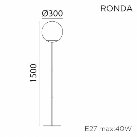 Lámpara de pie Ronda 1L E27 cristal info - MDC