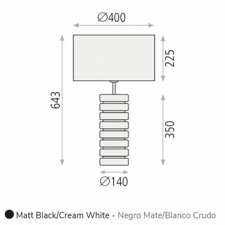 Lámpara de mesa Sharm E27 resina negro info - ACB