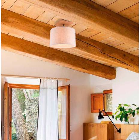 TRIO Elmau 1L E27 wood ceiling lamp ambient