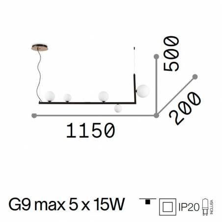 Lámpara colgante Birds 5L G9 cristal info - Ideal Lux