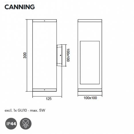 Aplique de pared Canning GU10 IP44 madera - Trio