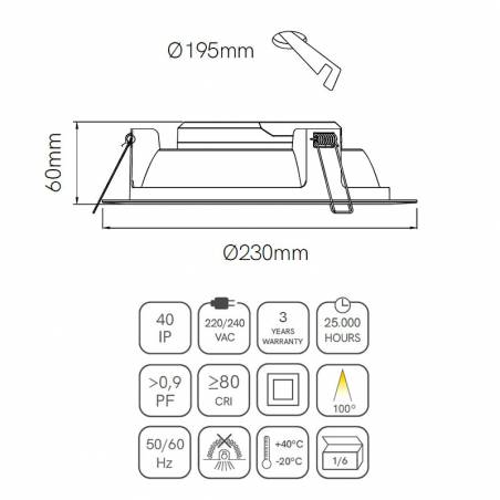 BENEITO FAURE Air downlight LED 22w white