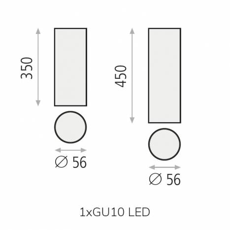 ACB Zoom Tall GU10 surface lamp