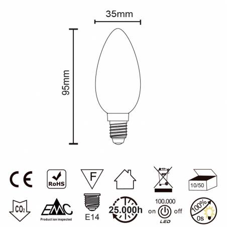 MANTRA LED E14 candle bulb 4w 360° 485lm info