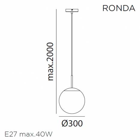 MDC Ronda 1L E27 glass pendant lamp info