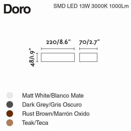 Aplique pared Doro LED 13w IP65 info - Faro