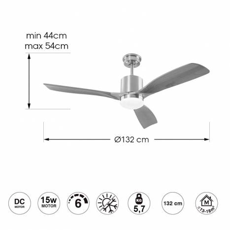 Ventilador de techo Anemos LED DC madera info - Schuller