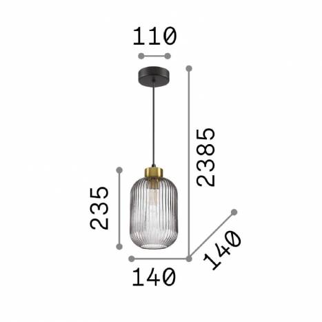 Lámpara colgante Mint E27 14 cristal - Ideal Lux