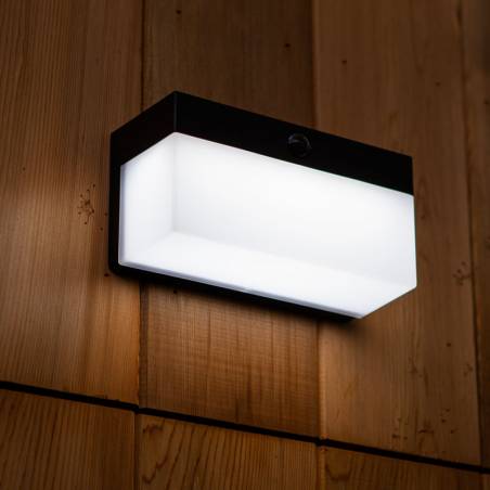 Lutec Fran LED IP44 solar + Bluetooth wall lamp ambient