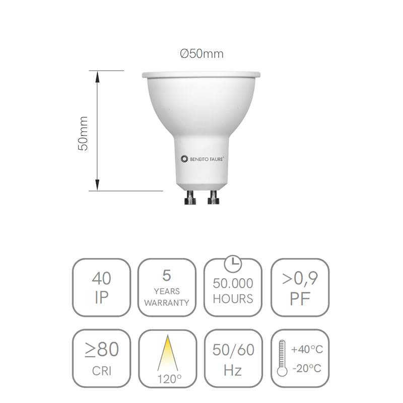 BENEITO FAURE Uniform Line GU10 LED Bulb 6w 220v 120º 560lm