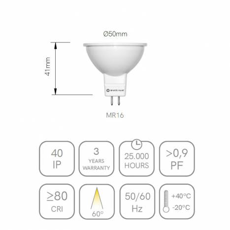 Bombilla LED 8w MR16 12v 60° System - Beneito Faure