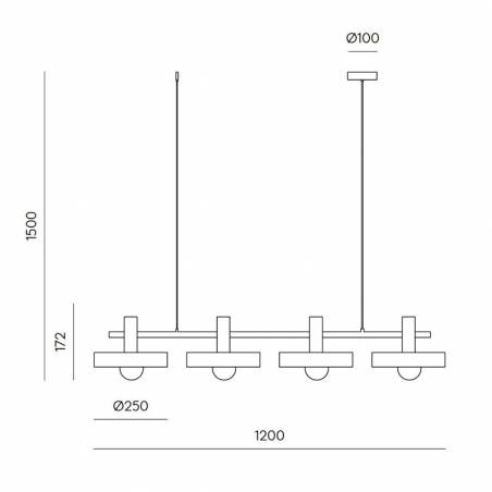 Lámpara colgante Aloa-L 4L E27 - Aromas