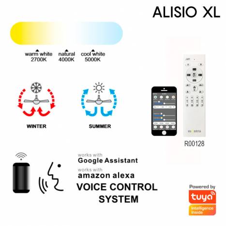Ventilador de techo Alisio XL DC LED Ø73cm blanco especificaciones - Mantra
