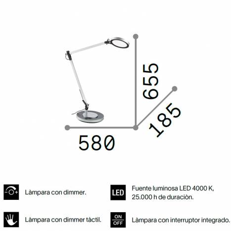 Lámpara de mesa Futura LED 10w info Ideal Lux