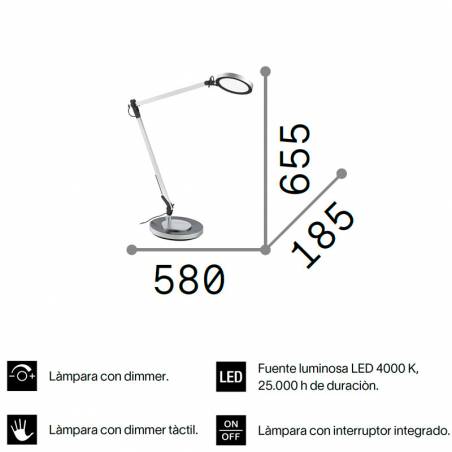 Ideal Lux Futura LED 10w table lamp info