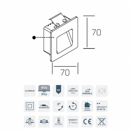 Baliza empotrable Agatar LED 3w IP54 - Kohl