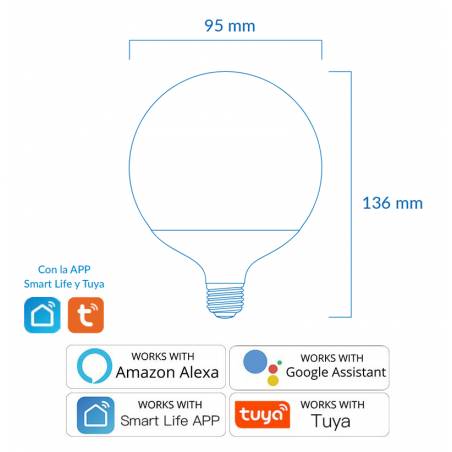 Bombilla inteligente LED 11w E27 WIFI RGB+CCT - Atmoss