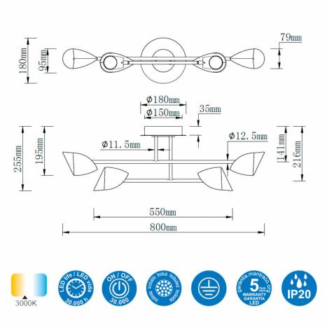 MANTRA Capuccina LED 30w black ceiling lamp info